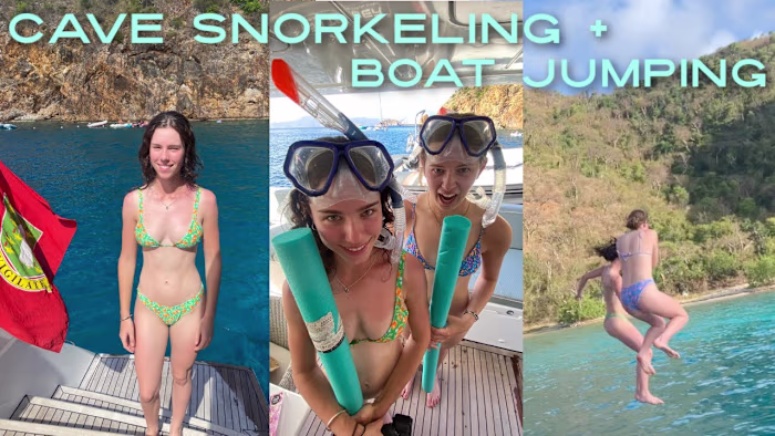 cave snorkeling + Sail boat room tour!! - YouTube