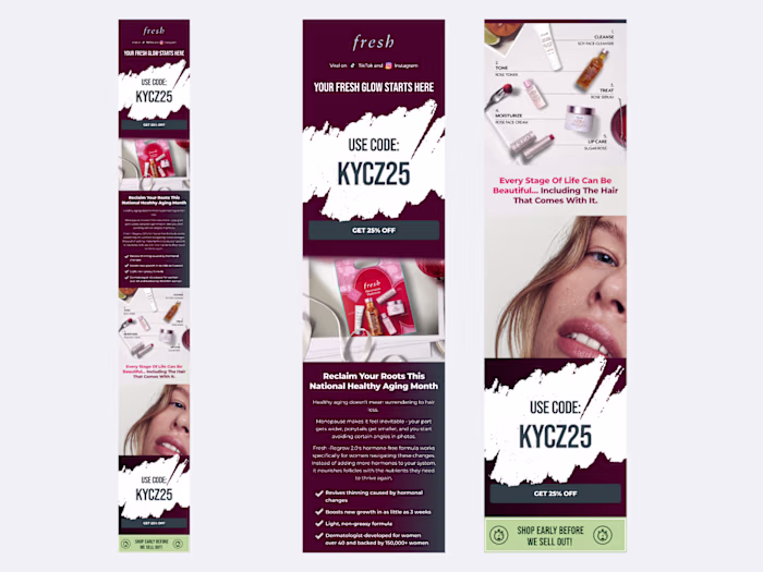 Figma email deisgn for FRESH brand