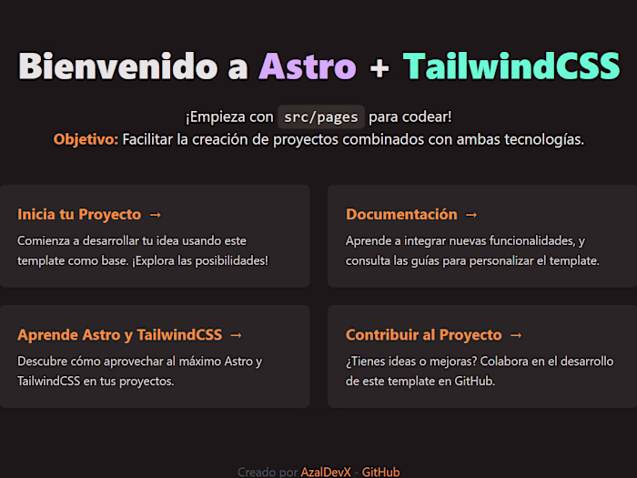 Plantilla de Astro y TailwindCSS 