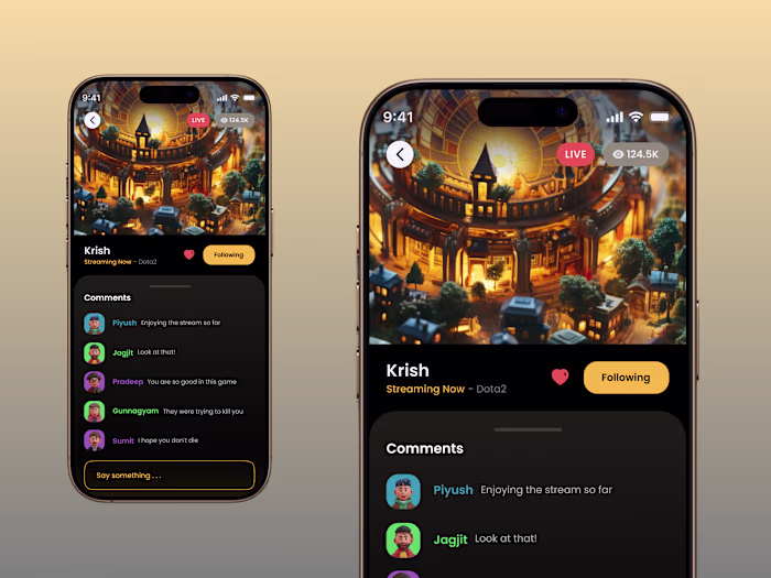 Livee - Game Streaming Mobile App Design
