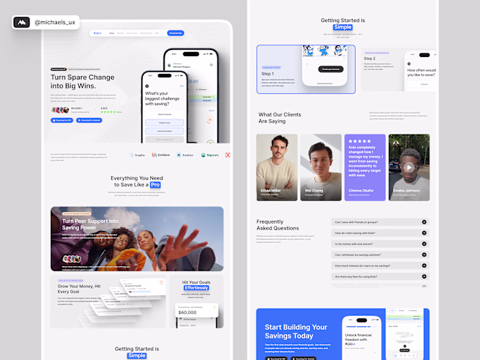 Landing Page for A Savings Management Application