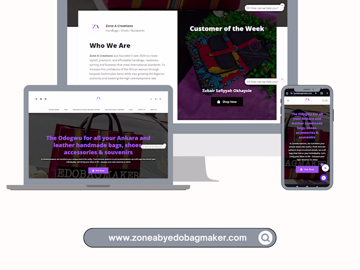 Zone A Creations Ecommerce Redesign