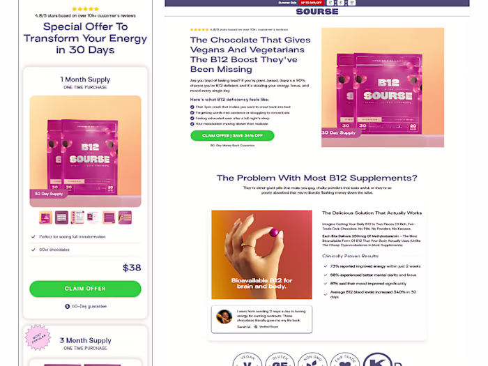 B12 Dark Chocolate Supplement Development