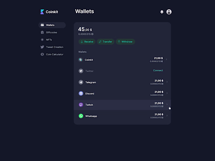 Non-custodial Webwallet with NFT integration