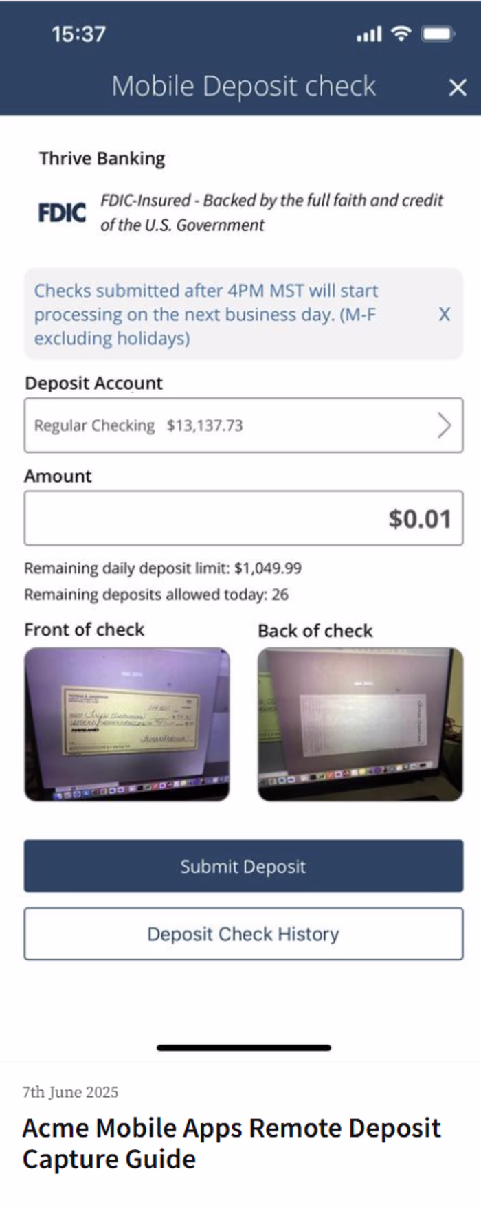 Mobile Remote Deposit Capture Feature Guide