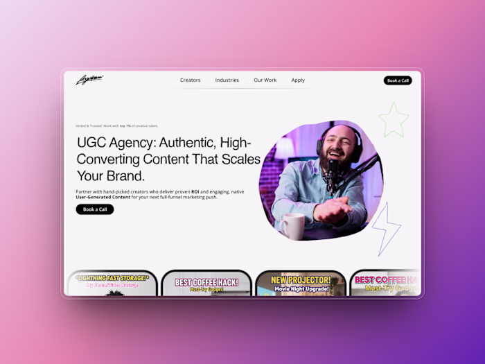 UGC Agency Hero design in Framer