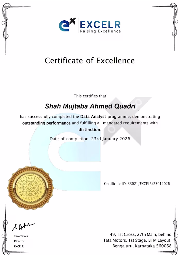 Professional Data Analytics Certification (NASSCOM Aligned)