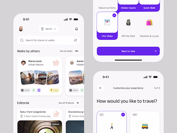 Walkguide Mobile App Interface Design