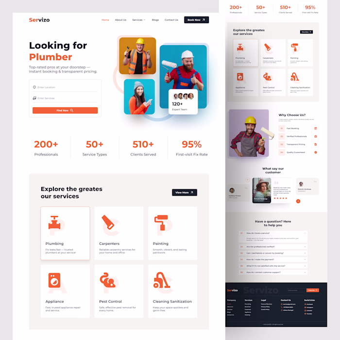 Servizo – On-Demand Service Marketplace Website Design