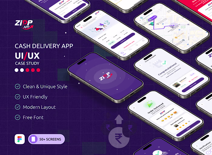 Cash Delivery App | UI UX Design, Mobile App Design