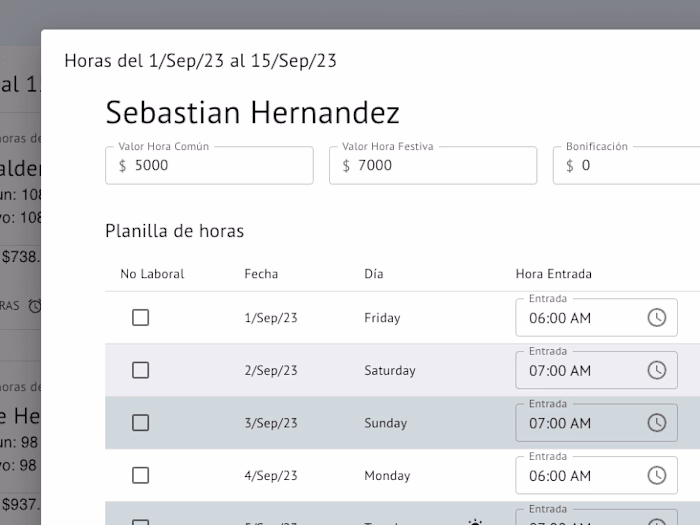 Hourly payroll