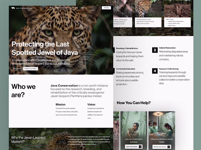 Java Conservation is a landing page project focused on raisi...