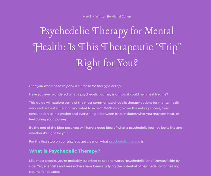 Psychedelic Therapy - Longform SEO Blog