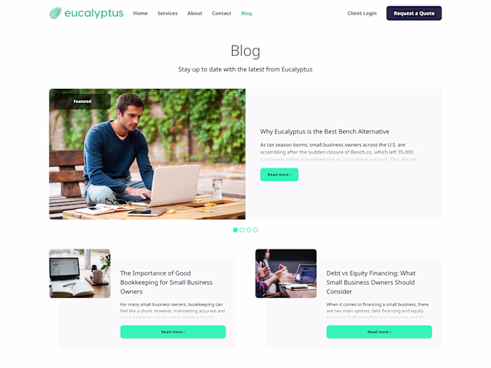 Eucalyptus Accounting Firm Custom Website + Blog