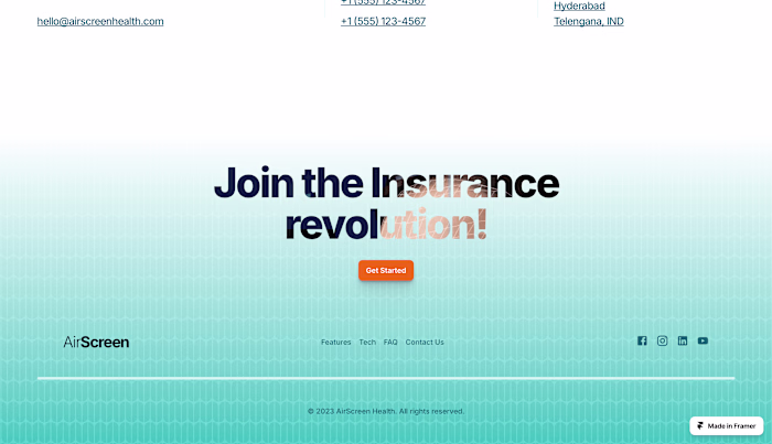 Airscreen Health – Framer Design & Development