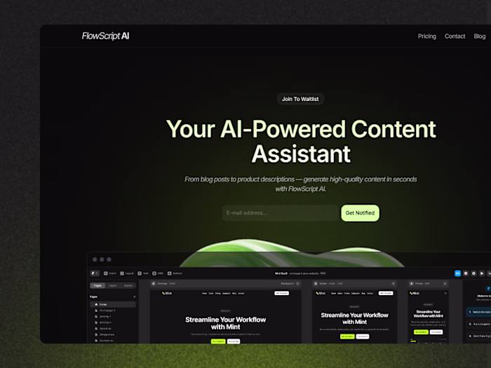 FlowScript AI Marketing Website Design