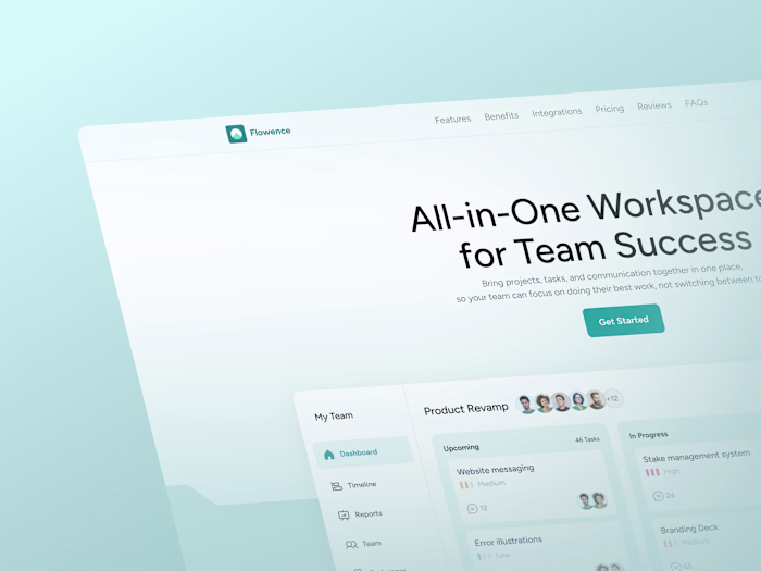 Flowence - Team Productivity Tool : Landing Page