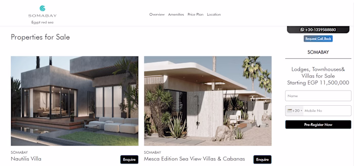  Soma Bay landing page