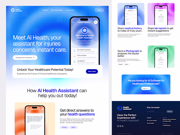 AI Health Assistant Landing Page Design