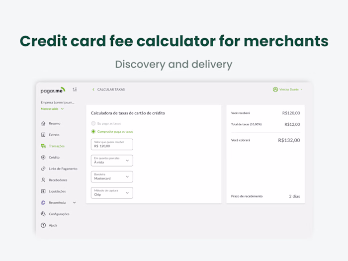 Credit card fee calculator  for merchants