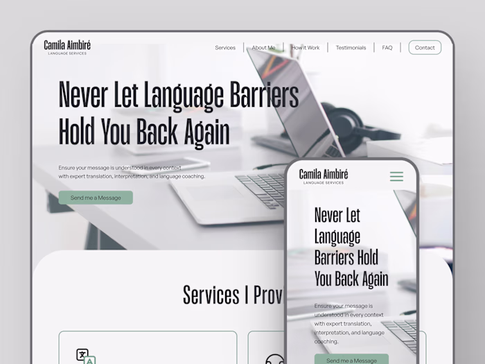 Landing Page for Language Service Provider