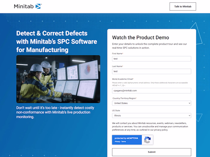 SPC Software for Manufacturing Landing Page Copy + Design