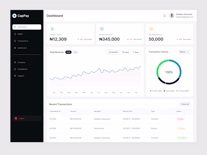 Development of CapPay Fintech Dashboard