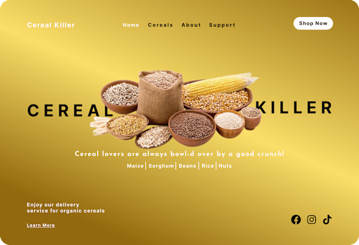Cereal shop web UI design