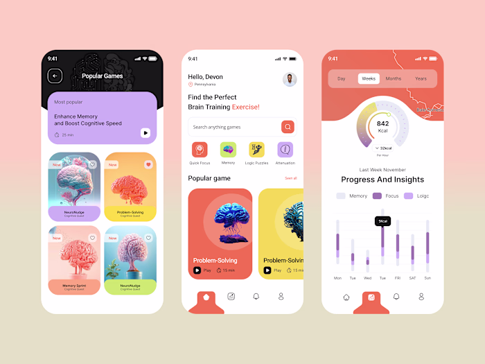 Brain Training Mobile App UI