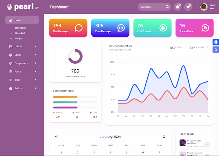 PEARL-UI: Component-based Dashboard Template