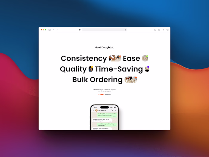 Website design for a pizza dough supplier