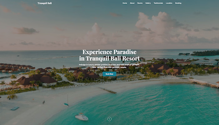 Tranquil Bali Resort Landing Page Development