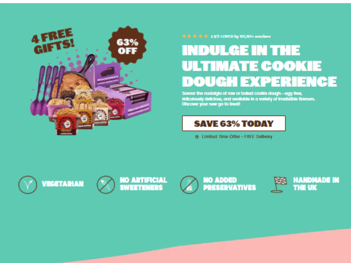 Landing page design for Snackcident