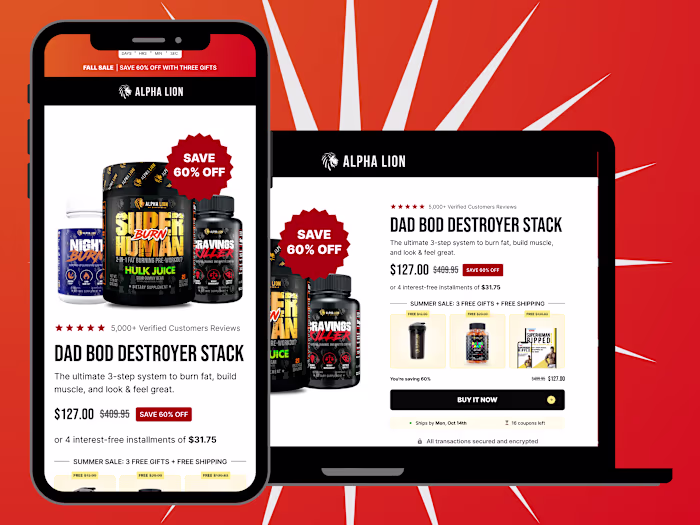Product section for a fat-burning supplement bundle