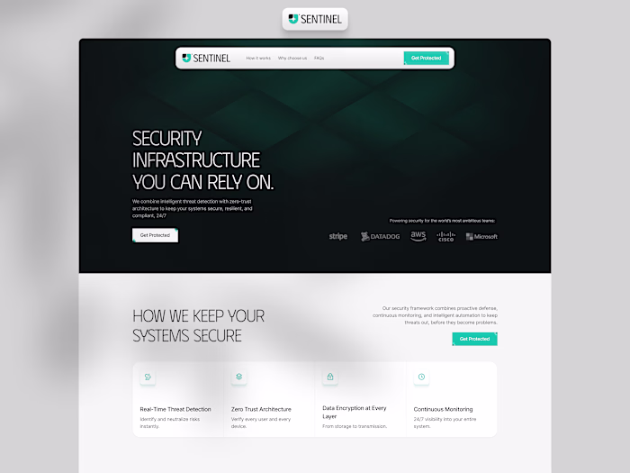 Sentinel - System Security Landing Page