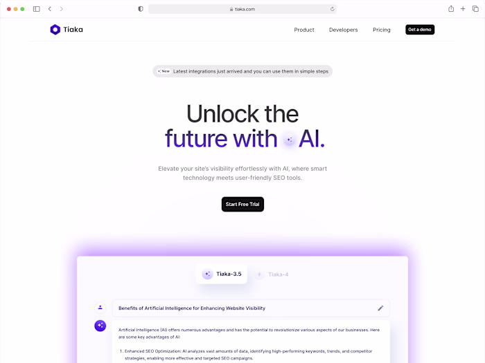 Tiaka AI-Powered SEO Landing Page Design