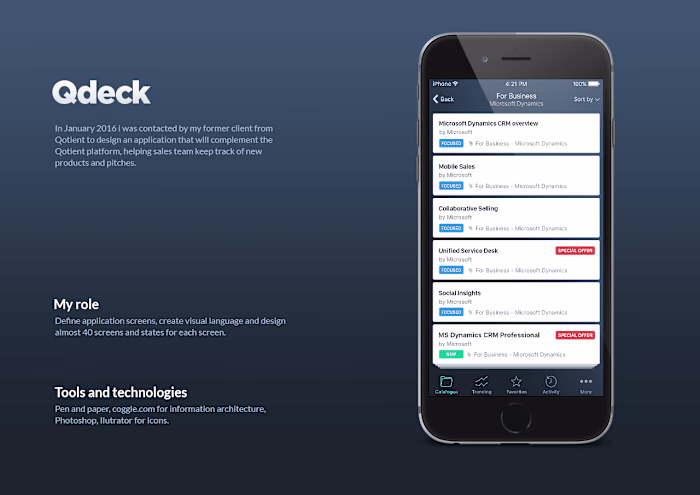 Qdeck sales application