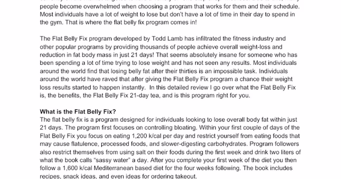 Flat Belly Fix Tea Product Copywriting