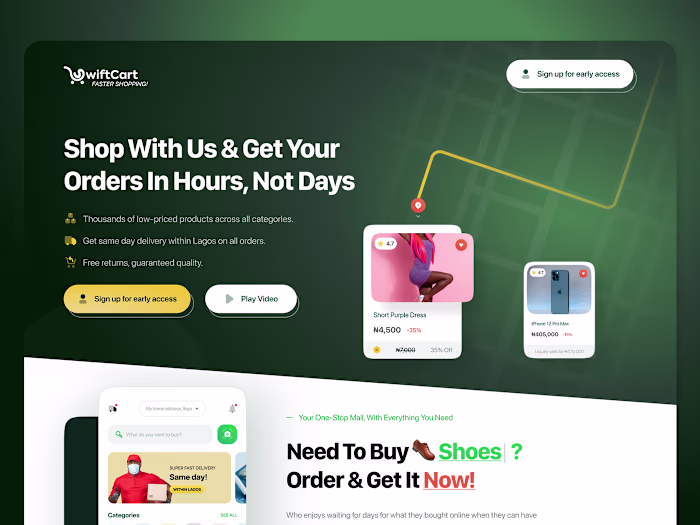 SwiftCart Landing Page Design