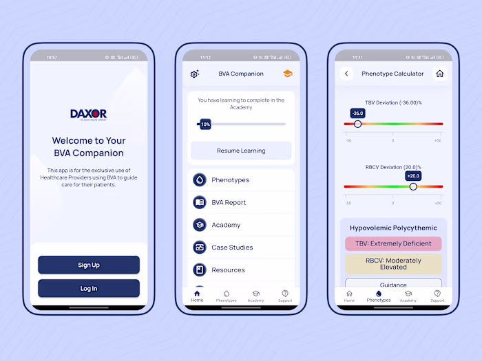 Daxor Companion App – BVA Clinical Support Tool