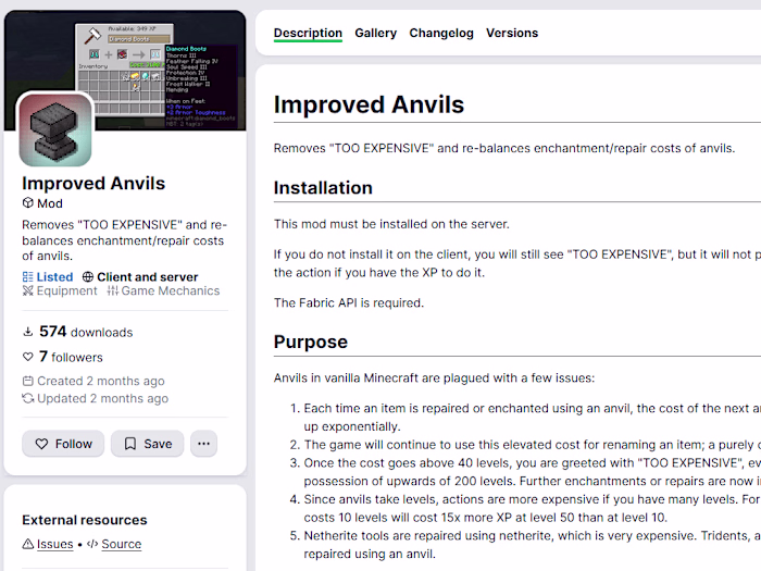 Improved Anvils - Minecraft Mod