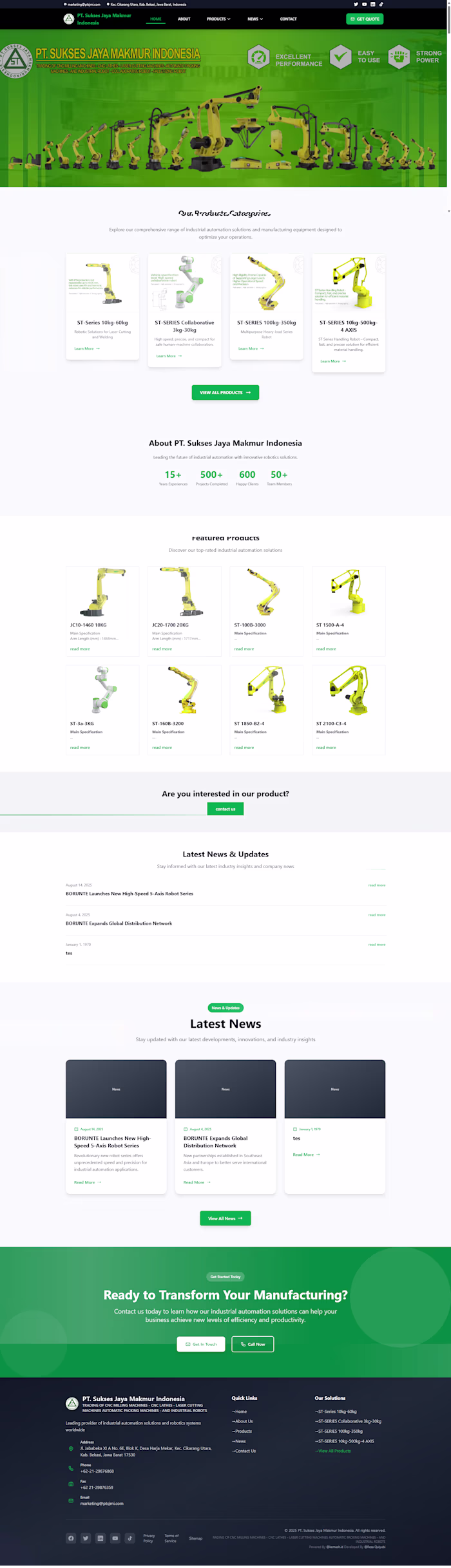 Corporate Website Development for PT Sukses Jaya Makmur