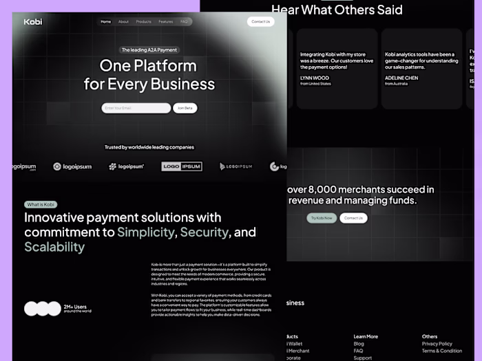 Kobi – Fintech Payment Website
