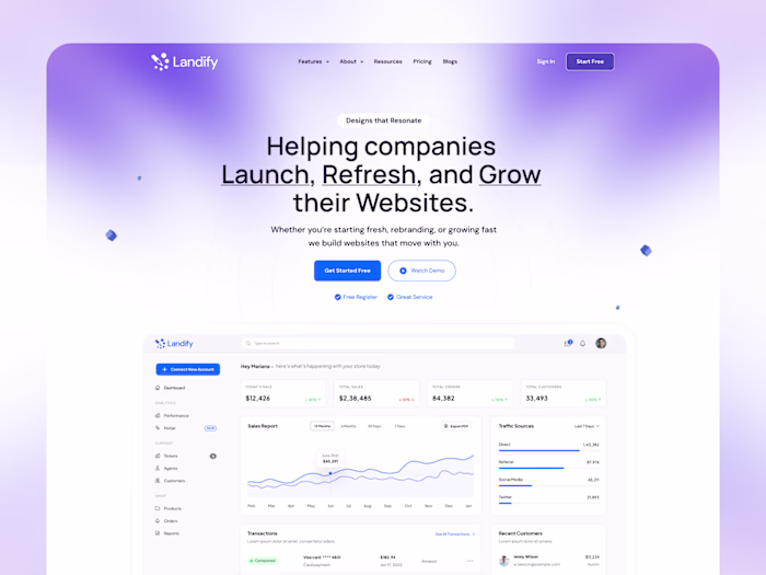 SaaS Landing Page Website Design for Landify