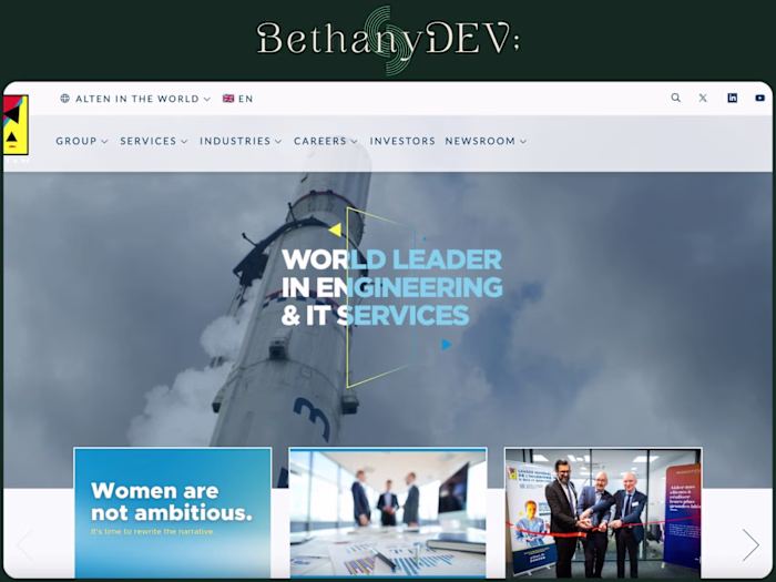 Corporation business website for a global Tech giant