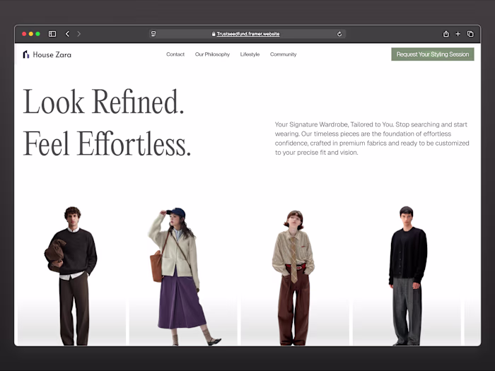 House Zara Premium Fashion Framer Landing Page