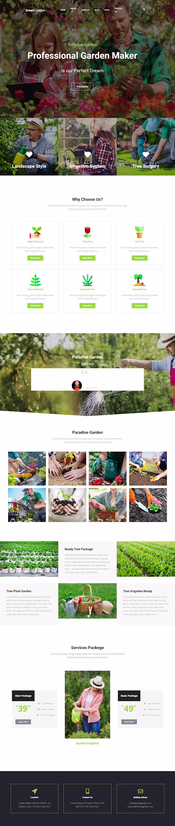 Garden made by Elementor pro