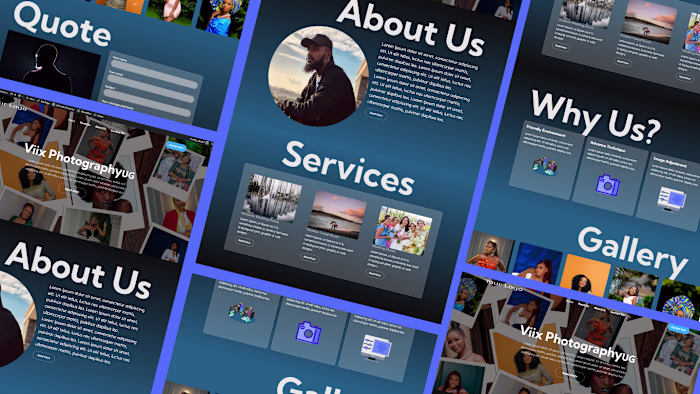 Photography / Videography Website design Minimal Glassmorphic