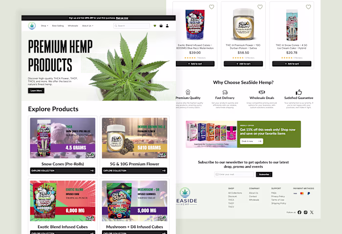 Landing Page for Hemp Products
