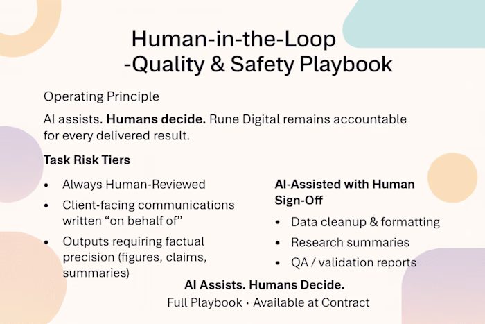 A documented quality and safety framework.